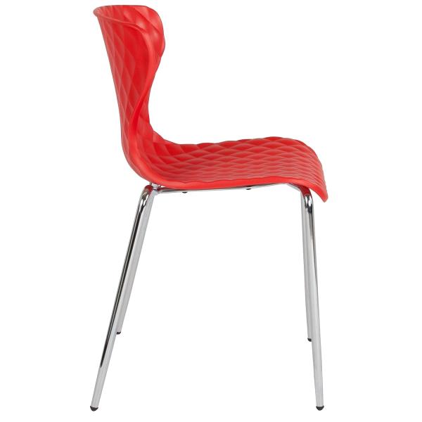 Lot # 2098 Flash Furniture Lowell Contemporary Design Red Plastic Stack Chair