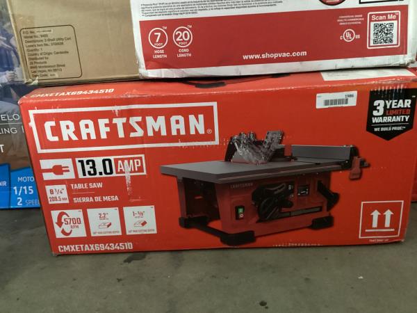 Lot # 1986 CRAFTSMAN 8 1/4" 13.0 Amp Table Saw $149