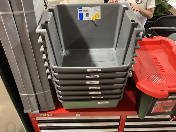 Lot # 2234 Project Source Gray Plastic Stackable Bin