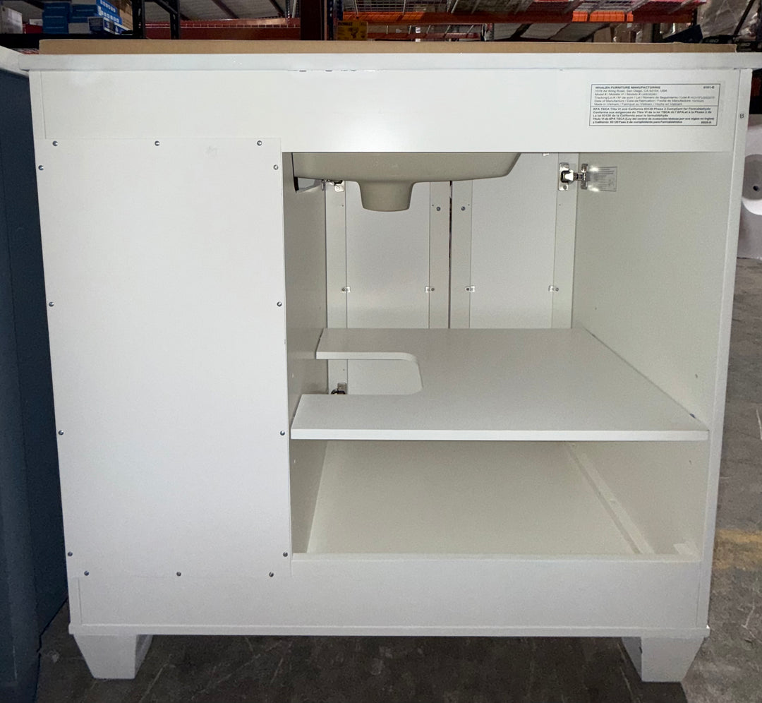 allen + roth Rigsby 36-in White Undermount Single Sink Bathroom Vanity with White Engineered Marble Top