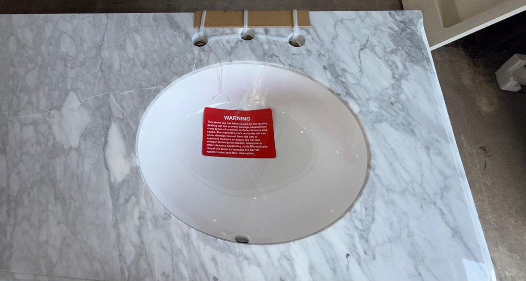 allen + roth Wrightsville 48-in Muse Gray Undermount Single Sink Bathroom Vanity with Natural Carrara Natural Marble Top (Damaged)