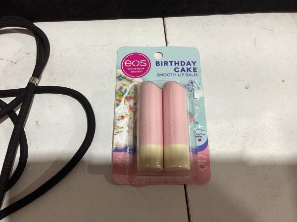 Lot # 551 eos Natural Shea Moisturizing Lip Balm- Birthday Cake, All-Day Moisture Lip Care Products, 0.14 Ounce (Pack of 2)