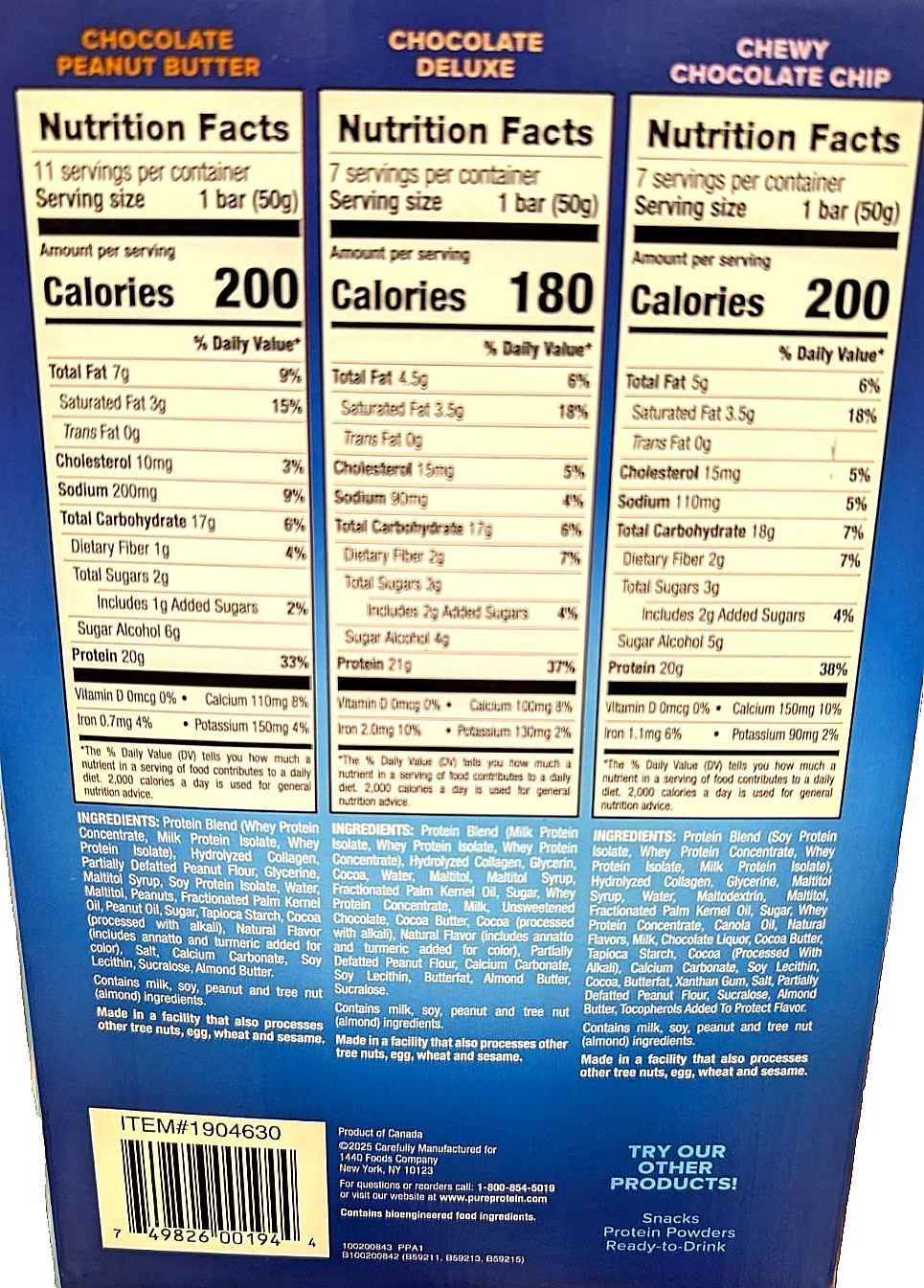 Lot # 1104 Pure Protein Bars Variety Pack 25ct $30