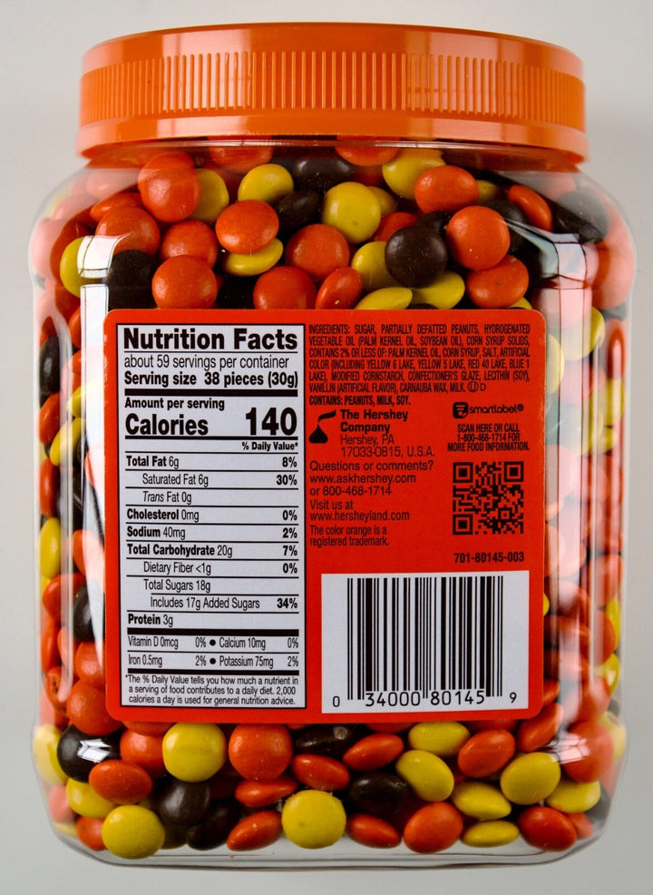 Lot # 1108 Reeses Pieces Candy 62oz $17