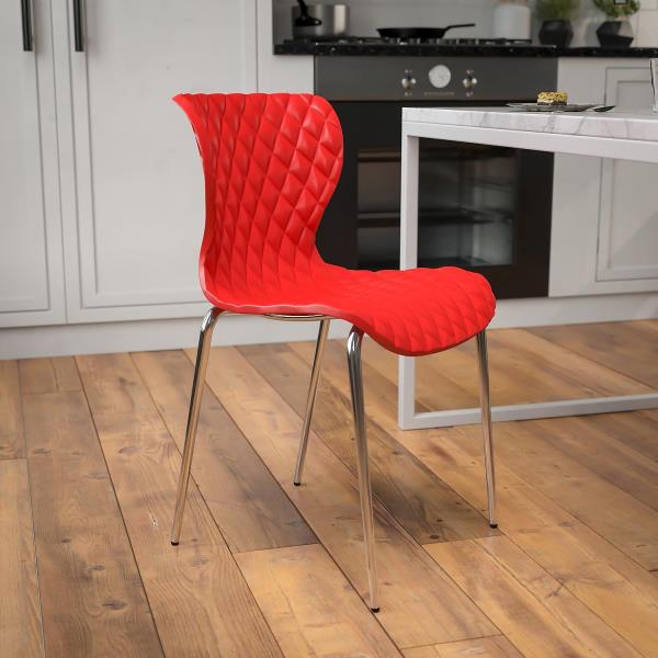 Lot # 2098 Flash Furniture Lowell Contemporary Design Red Plastic Stack Chair
