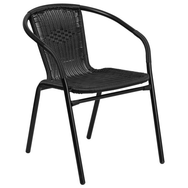 Lot # 2103 Flash Furniture Rattan Stack Chair, Black $43