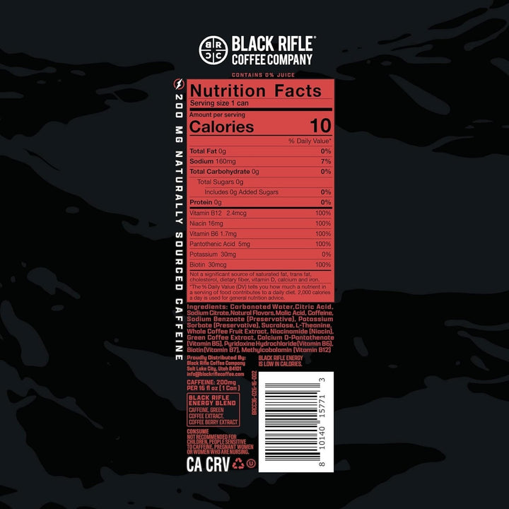 Lot # 1116 Black Rifle Zero Sugar Energy Drink $12.00