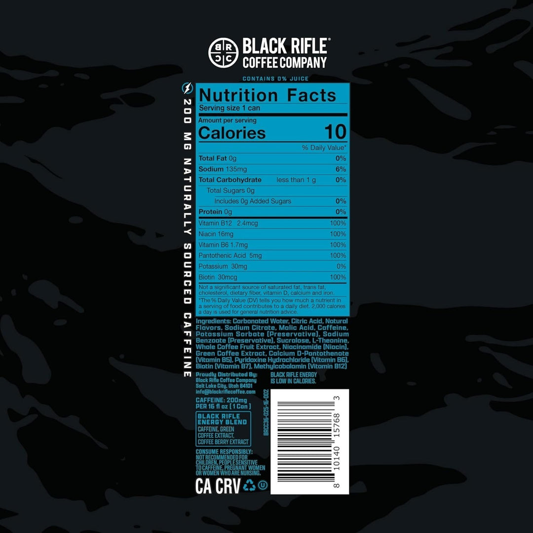 Lot # 1116 Black Rifle Zero Sugar Energy Drink $12.00