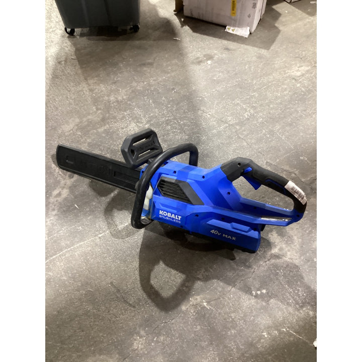 Lot # 1015 KOBALT 40V Max Brushless Cordless Chain Saw ICS 1040B-03 - 10-inch Bar, Blue and Black