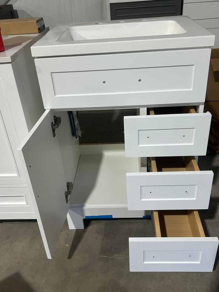 Style Selections Cauley 24-in True White Single Sink Bathroom Vanity with White Cultured Marble Top (open box)