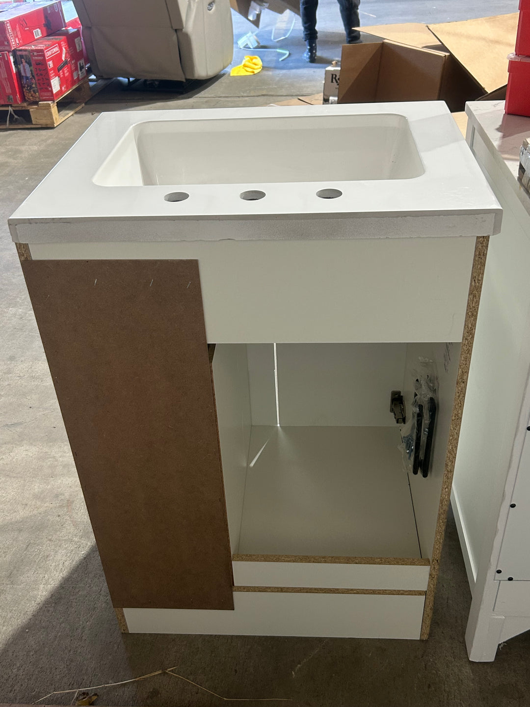 Style Selections Cauley 24-in True White Single Sink Bathroom Vanity with White Cultured Marble Top (open box)