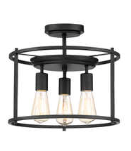 Lot # 833 14"Matte Black Farmhouse Semi-flush Mount Light$80