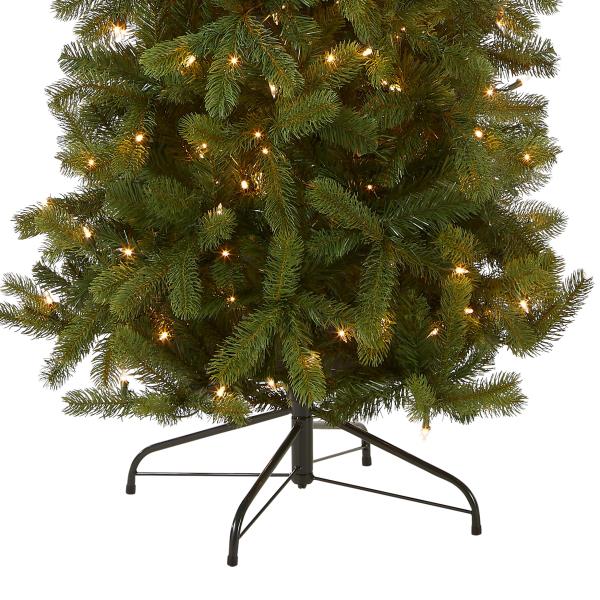 Lot # 1629 National Tree Company Pre-Lit 'Feel Real' Artificial Slim Downswept Christmas Tree, Green, Douglas Fir, White Lights, Includes Stand, 6.5 feet