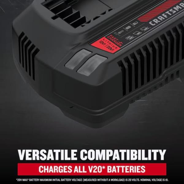 CRAFTSMAN V20 Pack (1) 4 Ah, (1) 2 Ah Lithium-ion Batteries with (1) Charger Station CMCB204-CKVA (20 Volts)