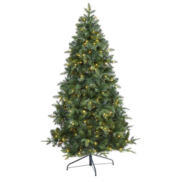 Lot # 1550 Nearly Natural 6ft. Grand Teton Spruce Flat Back Artificial Christmas Tree with 180 Clear LED Lights and 727 Bendable Branches