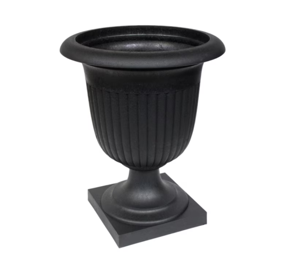 Lot # 2047 allen+roth Urn 18.75in W Black Rubber Planter $75