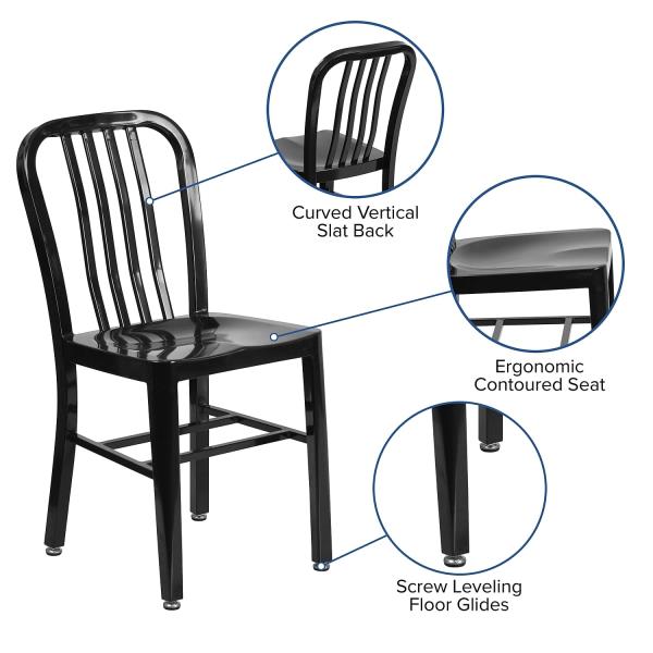 Lot # 1658 Commercial Grade Black Metal Chair $75