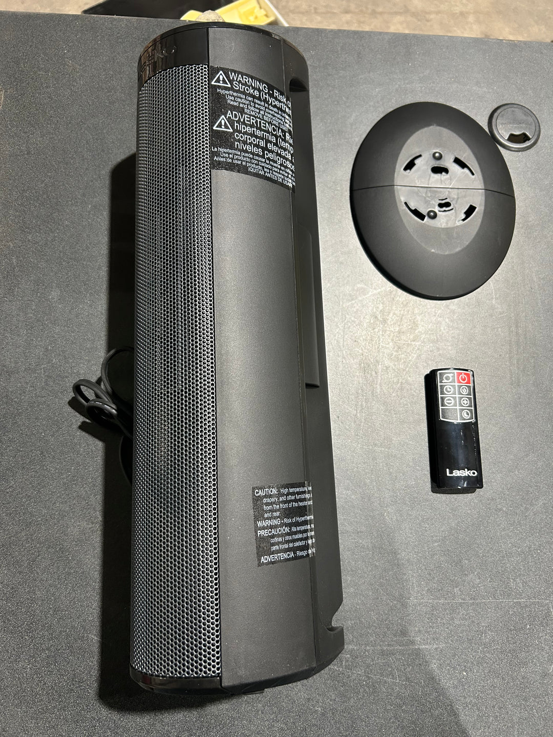 Lasko Ceramic Tower Heater with Remote Control, Black (used) (MP only)