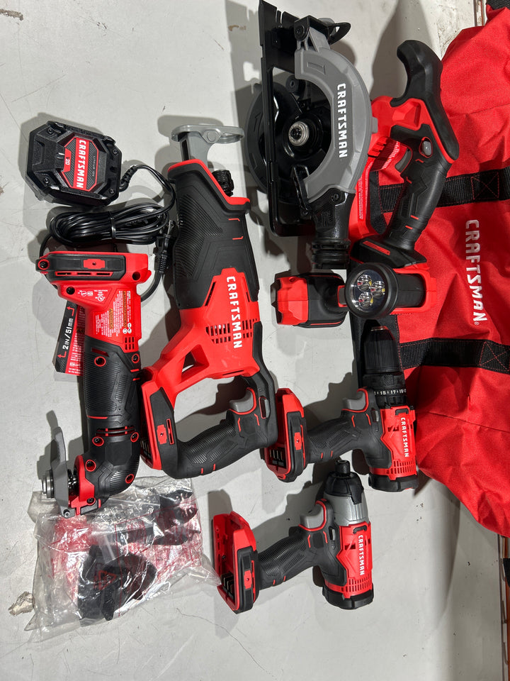 CRAFTSMAN V20 20-volt Max 6-Tool Power Tool Combo Kit with Soft Case and charger (NO BATTERIES)(Used)
