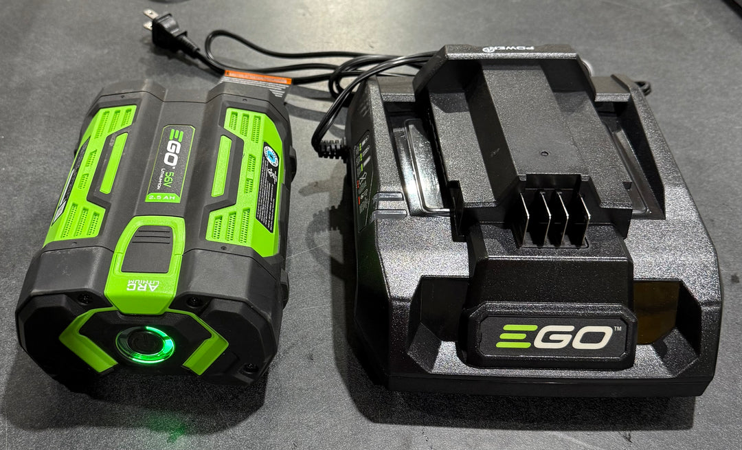 EGO POWER + POWERLOAD with LINE IQ 56-volt 16-in Telescopic Shaft Battery String Trimmer 4 Ah (Battery and Charger Included)(used)