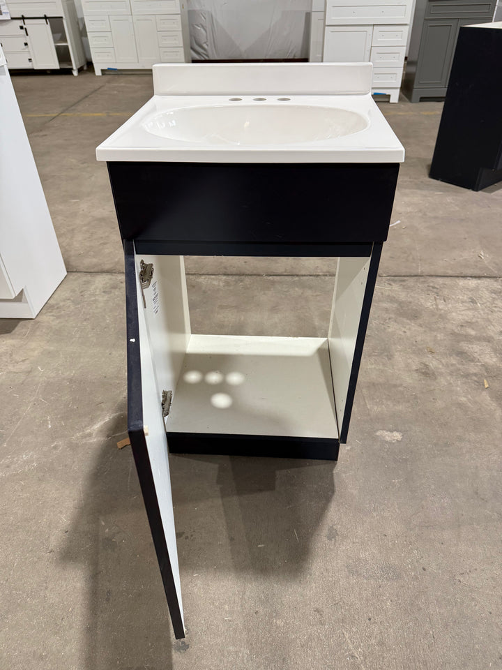 Project Source Dover 18-in Navy Blue Single Sink Bathroom Vanity with White Cultured Marble Top (open box)