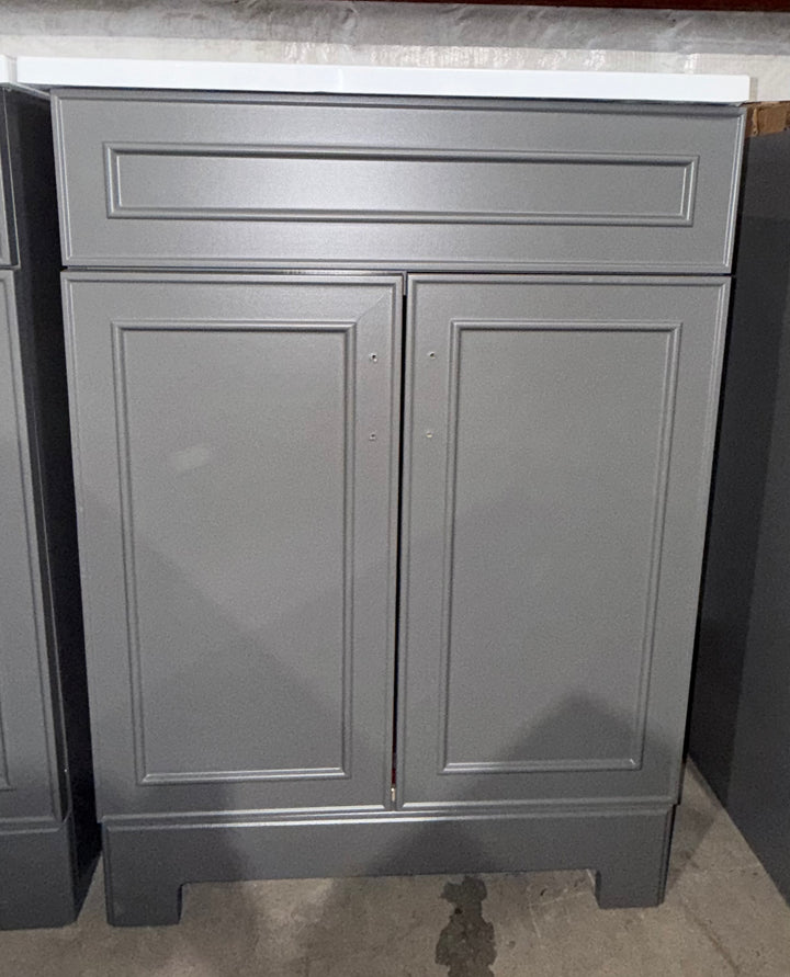 Style Selections Esterbrook 24-in Dark Gray Single Sink Bathroom Vanity with White Cultured Marble Top (Open Box)