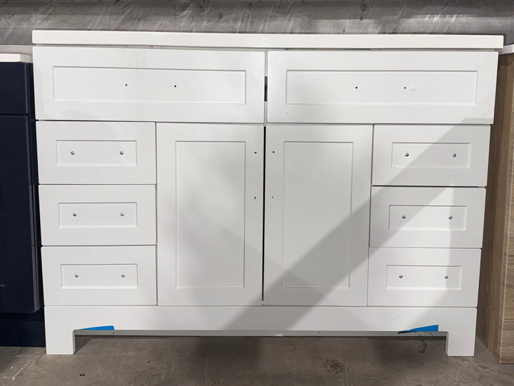 Style Selections Cauley 48-in True White Single Sink Bathroom Vanity with White Cultured Marble Top (damaged)
