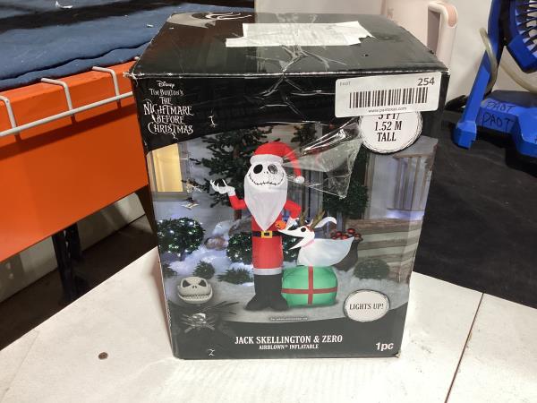 Lot # 254 Airblown-Jack Skellington and Zero w/Antlers-MD Scene-Disney