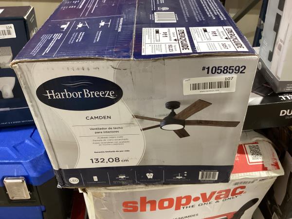 Lot # 107 Harbor Breeze 52" Matte Black Ceiling Fan $160
