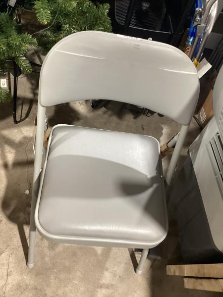 Lot # 2180 Gray Standard Indoor Folding Chair with Padded Seat