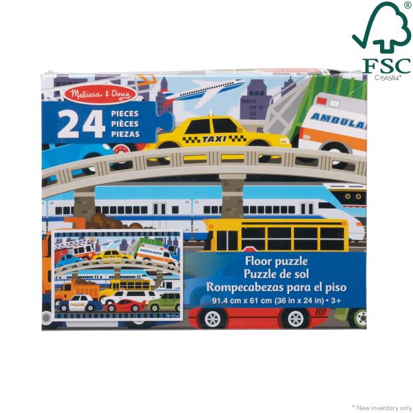 Lot # 468 Melissa & Doug Traffic Jam Jumbo Jigsaw Floor Puzzle (24 pcs, 2 x 3 feet Long) - FSC Certified
