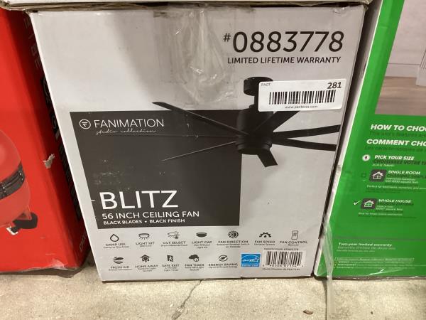 Lot # 281 Fanimation Blitz 56" LED Ceiling Fan $240