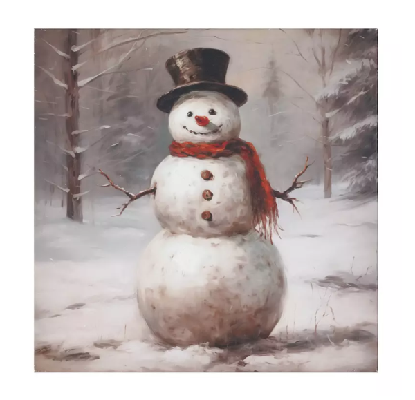 Lot # 2122 18" x 18" Snowman LED Canvas Wall Art