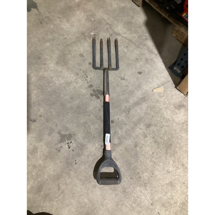 Lot # 1442 Heavy Duty 4-Tine Garden Digging Fork - D-Handle, Steel Tines, Black