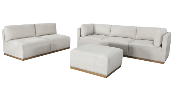 Henredon Murphy Fabric Modular Sectional with Ottoman