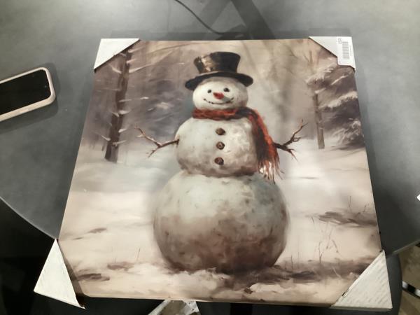 Lot # 2121 18" x 18" Snowman LED Canvas Wall Art