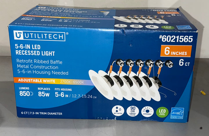 Utilitech Retrofit Kit White 5-6in LED Recessed Lights 6ct (Open Box)