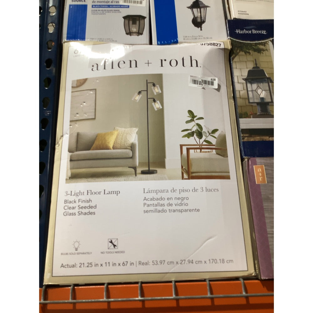 Lot # 928 Allen + Roth JF6910 3-light floor lamp $99