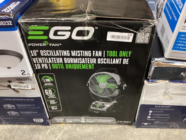 Lot # 838 EGO POWER+ Portable Misting Fan, Compact, Outdoor Electric 10" 6 Speed Fan, Battery and Charger Not Included - FN1000