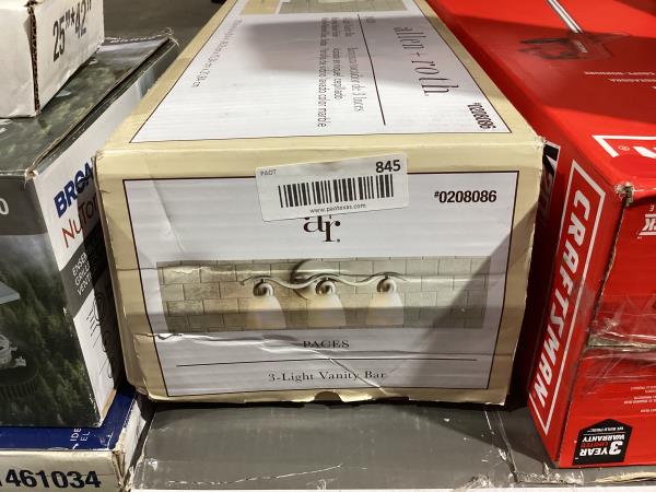 Lot # 845 Allen + Roth Paces 3-Light Nickel Vanity Light $85