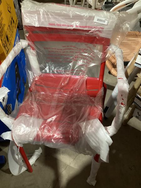 Lot # 1954 Flash Furniture Nash Commercial Grade Steel Stack Chair, Indoor-Outdoor Arm Chair with 2 Slat Back, Red