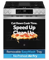 GE 30 in. 5-Burners Slide-In Smart Gas Convection Range in Stainless with EasyWash Oven Tray And No-Preheat Air Fry