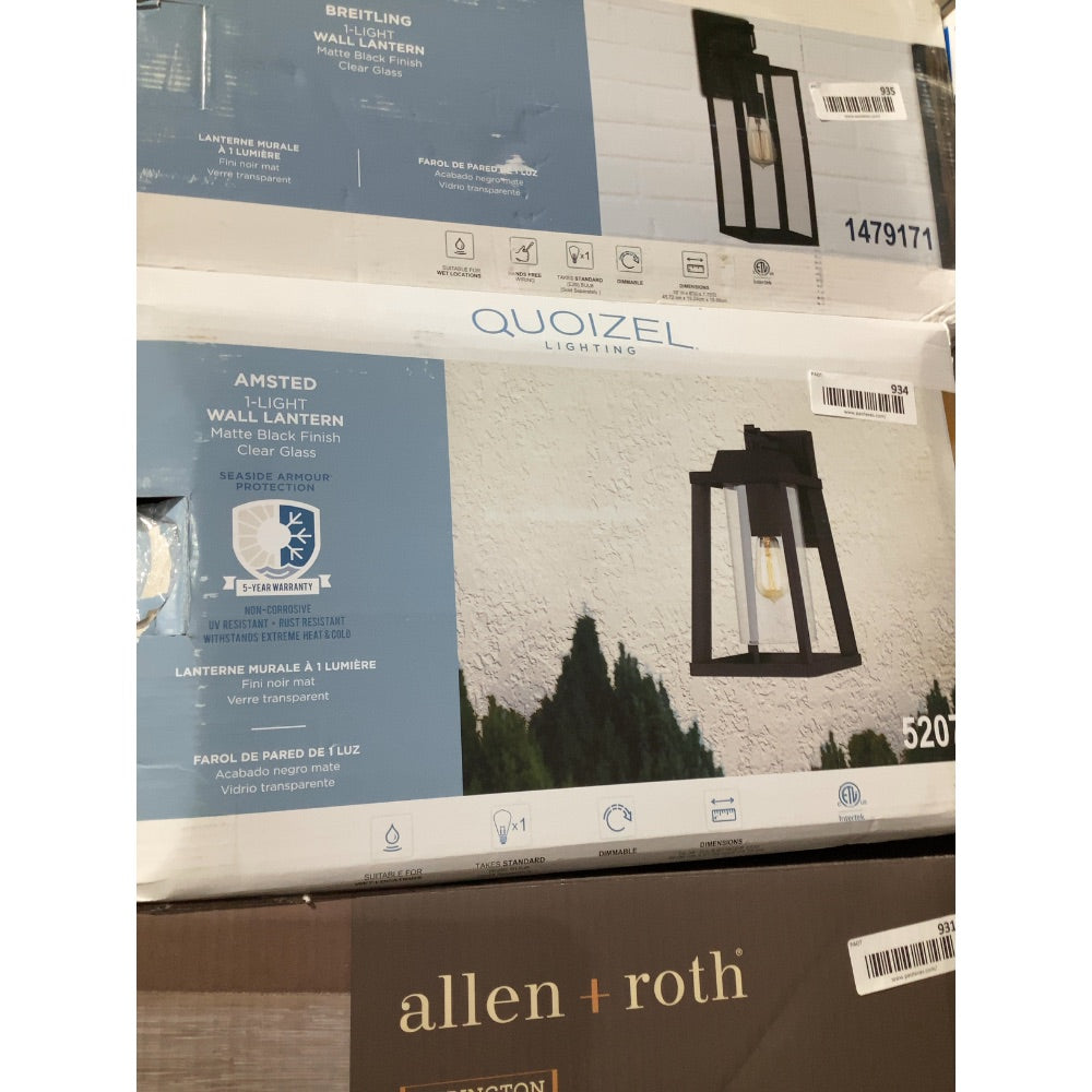 Lot # 934 Quoizel Drescher Matte Black Outdoor Wall Light $159