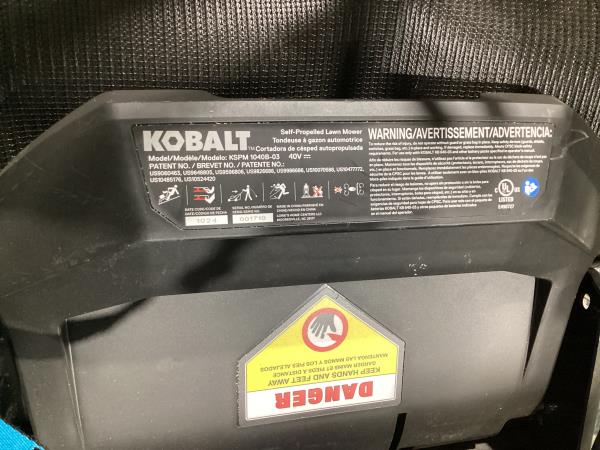 Lot # 2110 Kobalt Self Propelled Battery Walk Mower $320