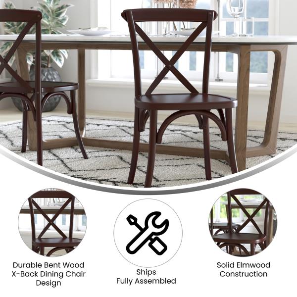 Lot # 2259 Flash Furniture Advantage Walnut X-Back Chair