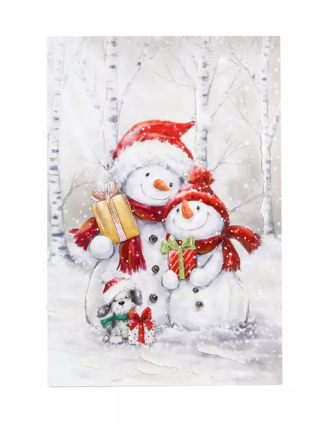 Lot # 2132 Winter Snowman Family LED Light-Up Wall Art $25
