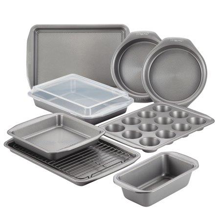 Circulon 10pc Total Nonstick Bakeware Set Gray: Steel Baking Set with Cookie Sheets, Cake & Muffin Pans, Cooling Rack (open box)