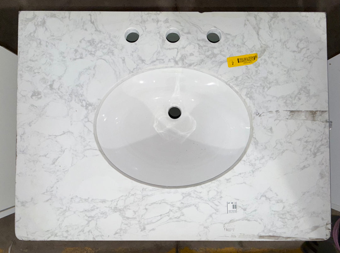 allen + roth Rian 30-in Sea green Undermount Single Sink Bathroom Vanity with White Engineered Stone Top (Open Box)