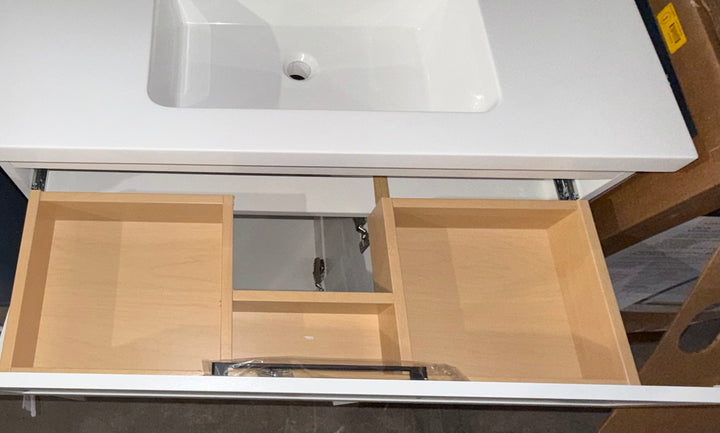 Style Selections Cauley 36-in True White Single sink Bathroom Vanity With Top (Open Box)