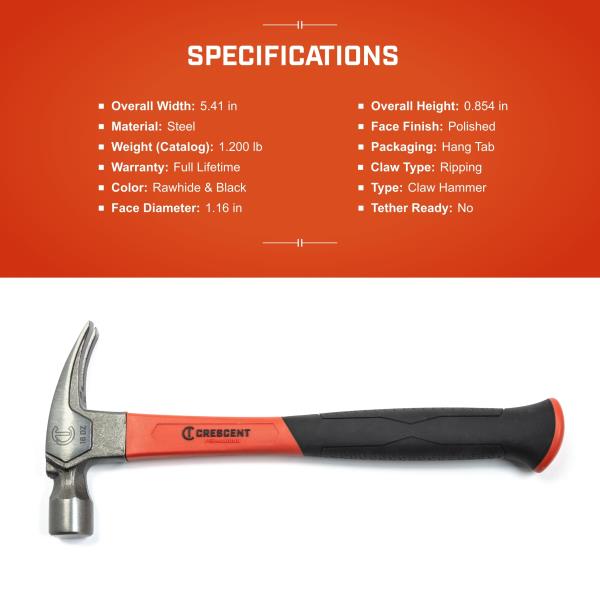 Lot # 1118 Crescent - Hammer,Fiberglass,Reg,Rip,16Oz $29